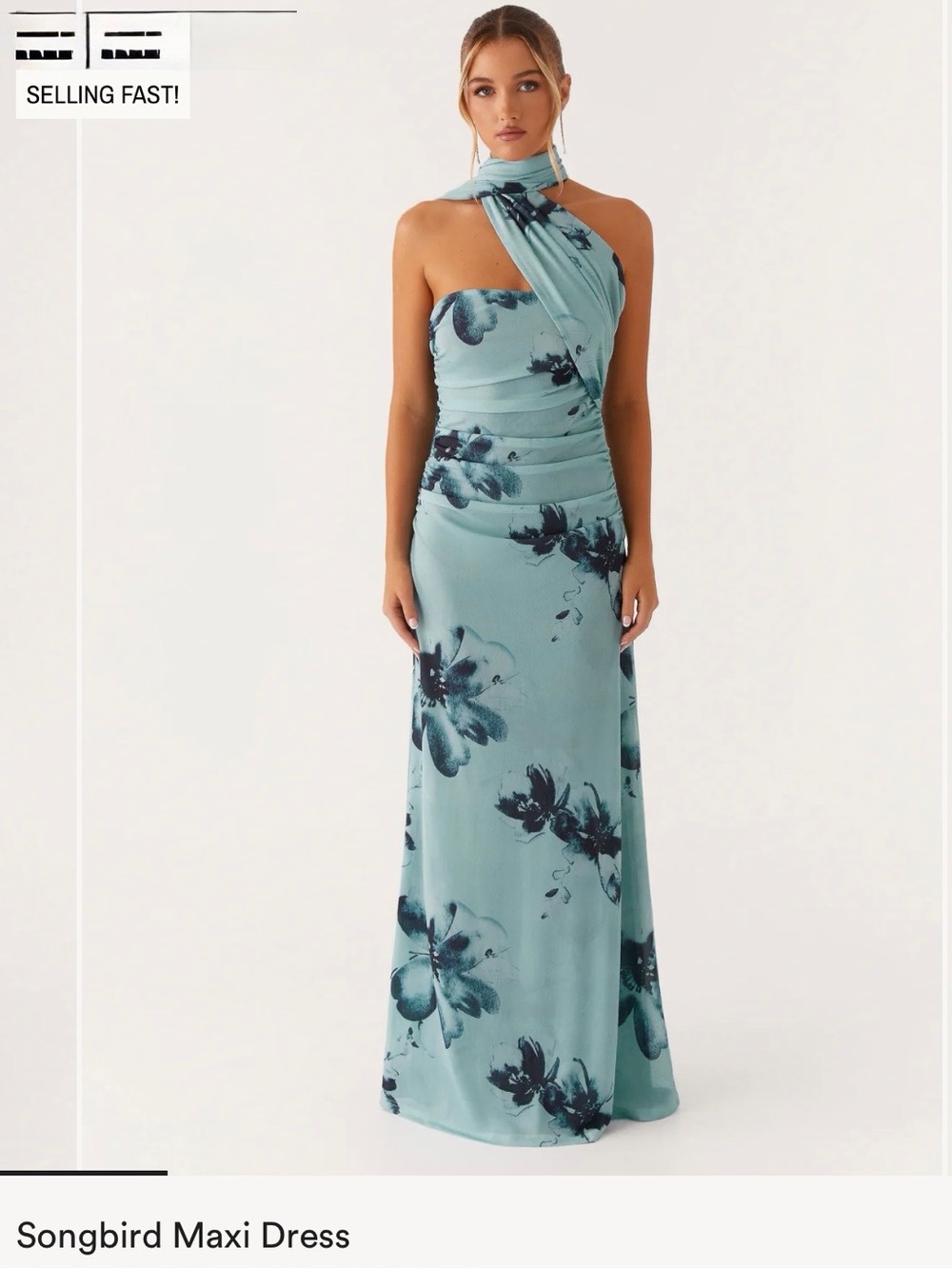 Peppermayo Seafoam Floral One-Shoulder Maxi Dress